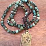 African Turquoise Shiva Aum Prayer Beads Mala Bracelet Om