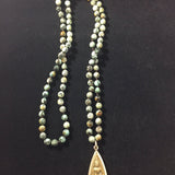 African Turquoise Buddha Pendant Mala: Handmade Prayer Bead Necklace
