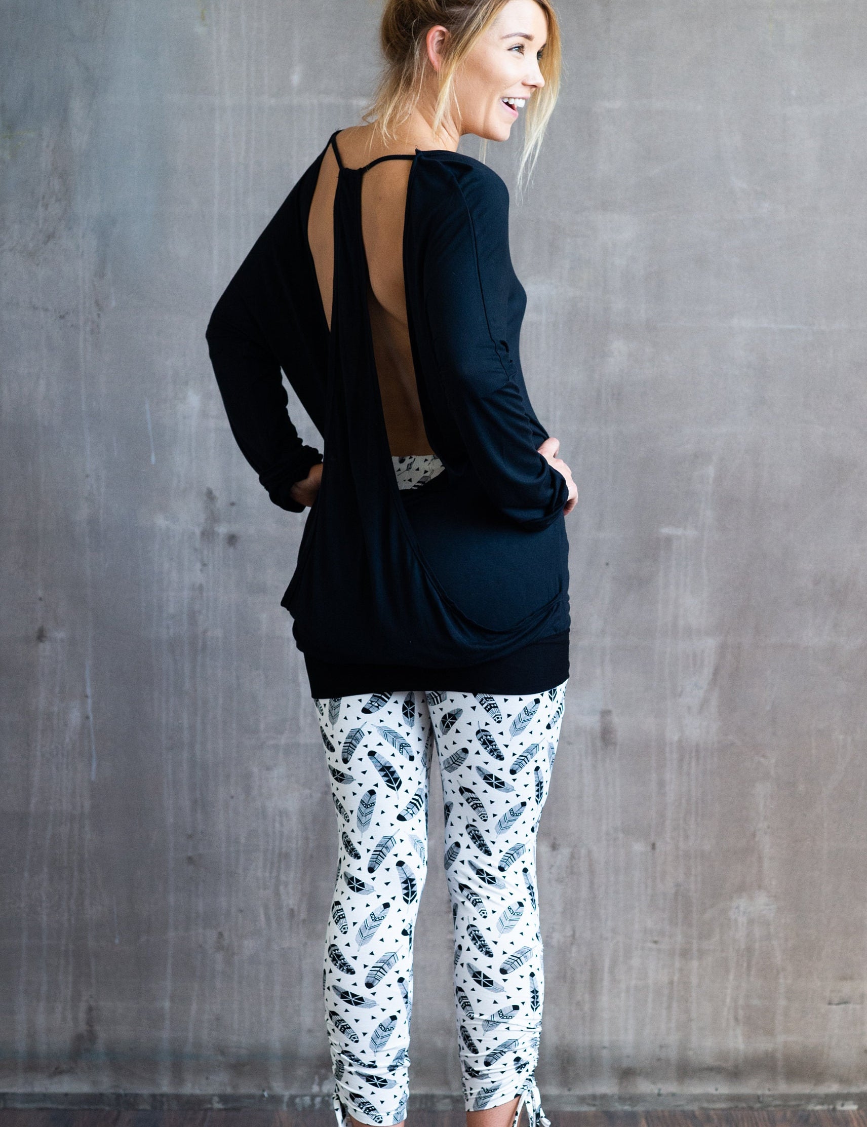 Jolie Backless Bamboo Top in Black