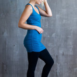 Holli Ruched Sides Long Yoga Tank Top in Horizon Blue