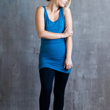 Holli Ruched Sides Long Yoga Tank Top in Horizon Blue