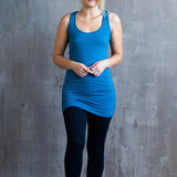 Holli Ruched Sides Long Yoga Tank Top in Horizon Blue