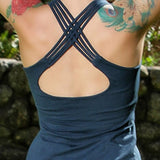Faith Strappy Yoga Tank Top with Built in Bra in White