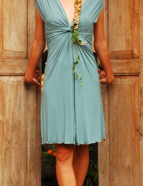 Sexy V Neck Empire Waist Knot Front Wrap Dress