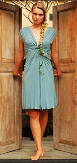Sexy V Neck Empire Waist Knot Front Wrap Dress