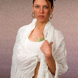 Cotton Ruched Shawl White Kundalini Yoga Wrap