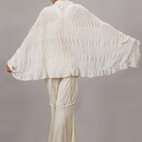 Cotton Ruched Shawl White Kundalini Yoga Wrap