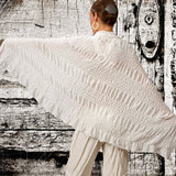 Cotton Ruched Shawl White Kundalini Yoga Wrap
